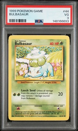 1999 POKEMON BASE SET UNLIMITED #44 BULBASAUR PSA 3