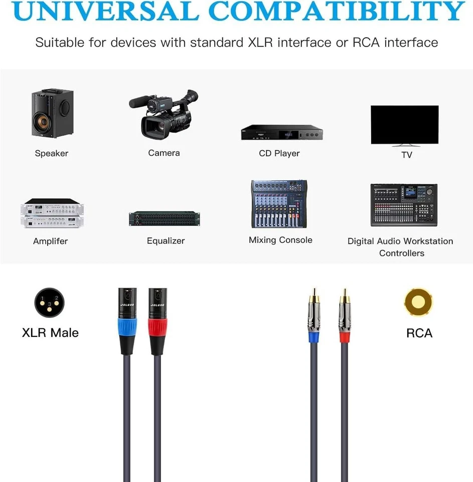 50 Feet RCA to XLR Cable, Dual RCA Male to Dual XLR Male, 4N OFC Wire - Image 3 of 4