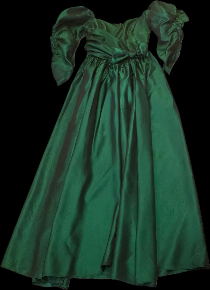 Vestido Loralie Hunter Verde Victoriano Hombro Descubierto Manga Abullonada Caprichoso Cuento de Hadas M Foto 2 de 4