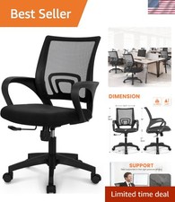 Office Desk Computer Chair Ergonomic Mesh Gaming Mid Back Seat with Comfy Lum...