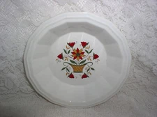Soup Bowl White Pottery Octagon Red Flower Yellow Homer Laughlin Bayberry