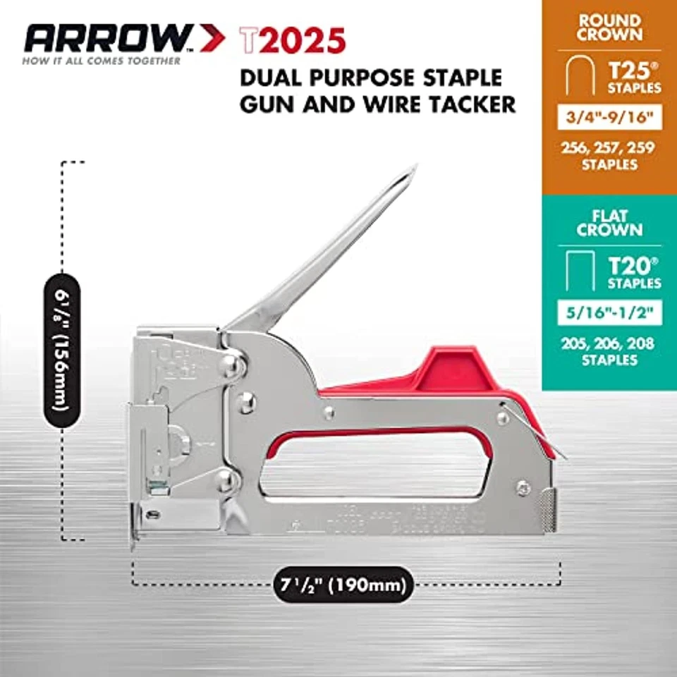 Arrow T2025 2-In-1 Staple Gun and Wire Tacker for Upholstery, Crafts and Low - Image 3 of 4