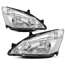 For 2003-2007 Honda Accord 24dr Chrome Housing Clear Corner Headlights Pair