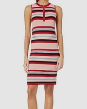 $98 BB Dakota Women's Red Striped Sleeveless Bodycon Sweater Dress Size Small
