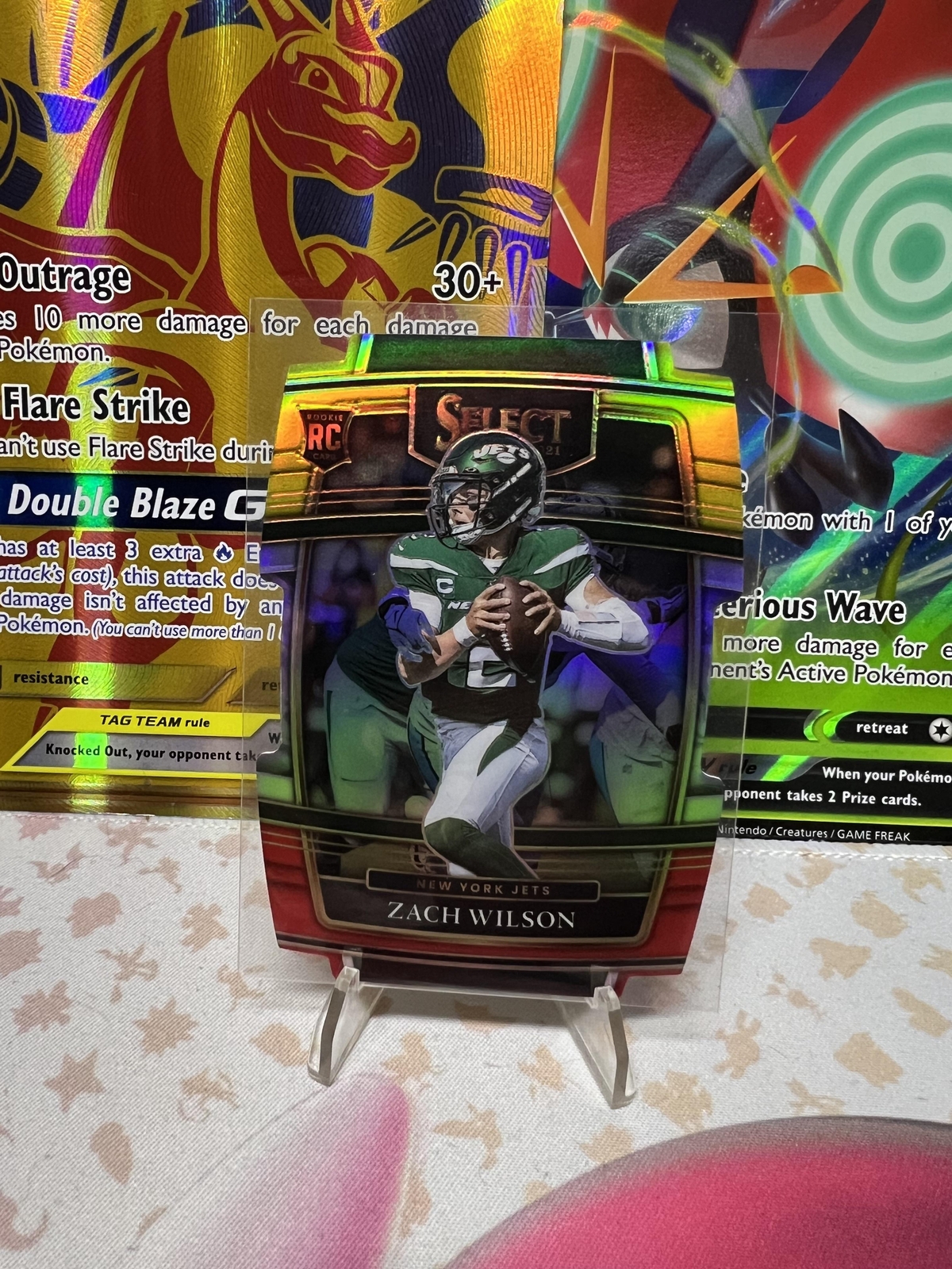 2021 Panini Select #44 Zach Wilson Red and Yellow Prizm Die Cut