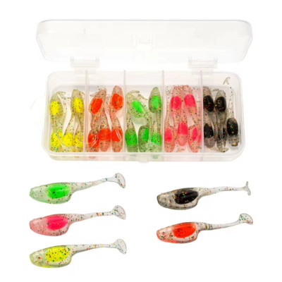 Angelköder Kaulquappen Softköder Köder Gummi Soft Paddle Tail Bait 25 Stk Box