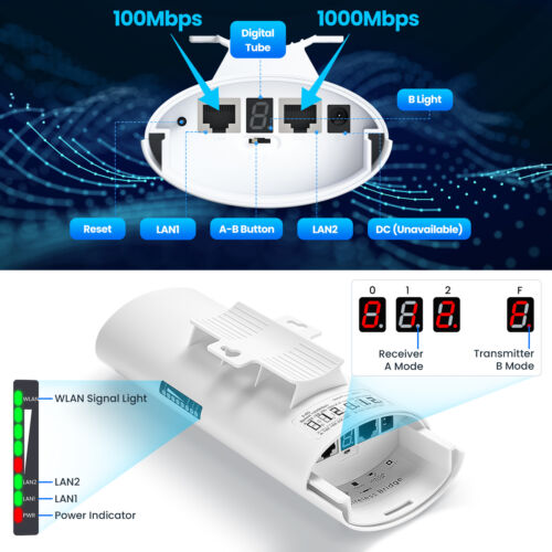 5.8G 3KM 1200Mbit/s Wireless WIFI Bridge WLAN Access Point Ethernet Extender CPE - Bild 15 von 16