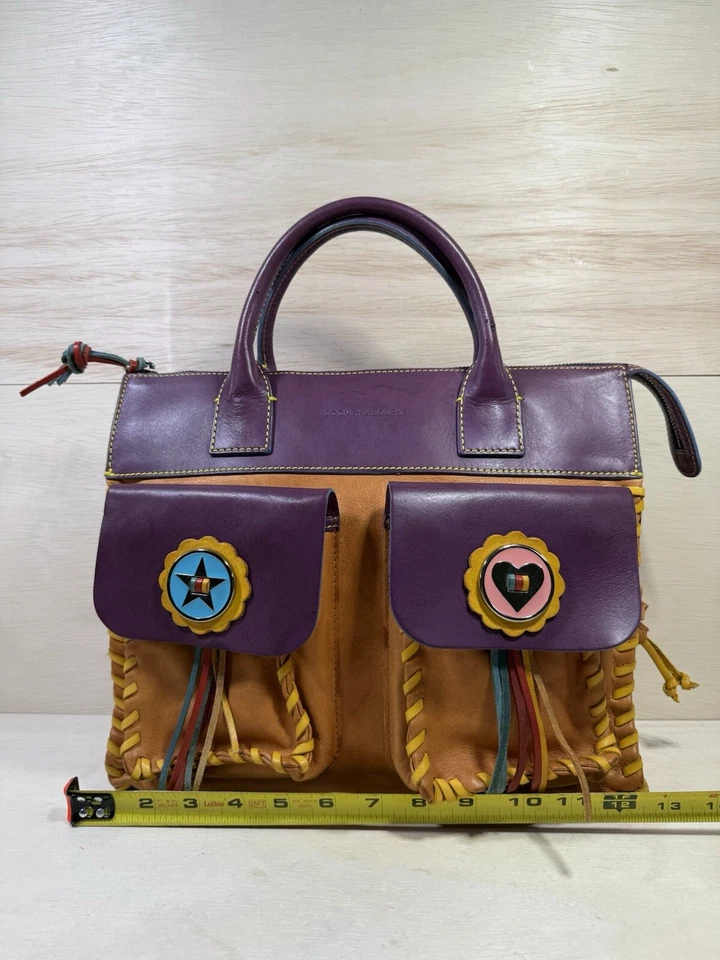 Dooney & Bourke Bolero Handbag Star/Heart Multicolor Leather Purse Bag Rare - Image 4 of 4