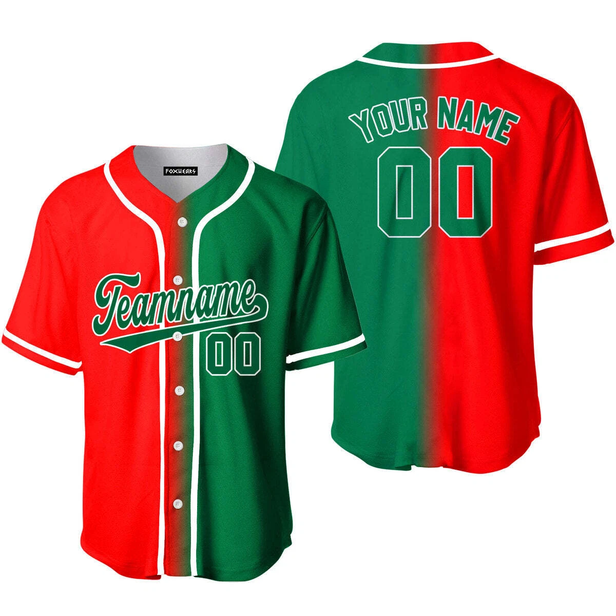 Custom Red White Kelly Green Fade Fashion Baseball Jerseys For Men & Women  JN119