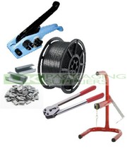 HAND PALLET STRAPPING BANDING KIT 12MM COIL + TENSION SEAL TOOLS + SEALS + STAND