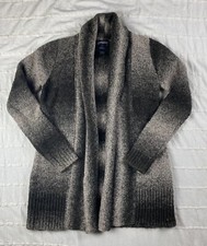 Stussy Wool Blend Cardigan Women's Small Open Wrap Collared Gray Black Ombre