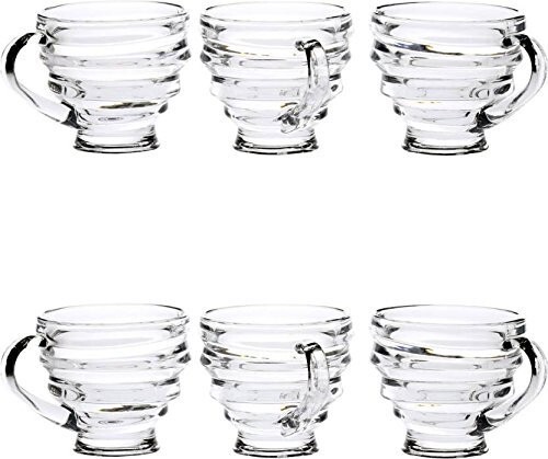 Set Of 6 deli spiral Glass Coffee Mugs Hot Drinks Mocha Tea Cup 140ML - Picture 2 of 6