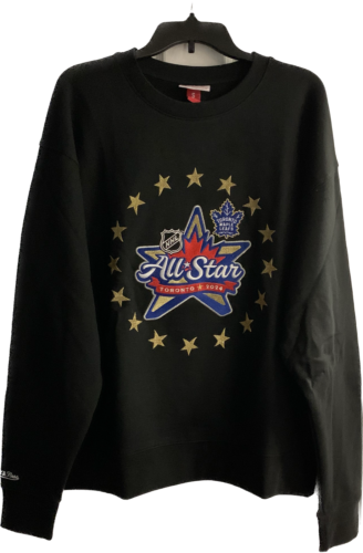 Men 2024 NHL All Star Mitchell & Ness Black Gold Paramount Crew Neck Sweatshirt - Picture 1 of 2