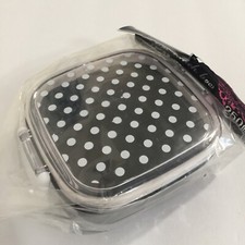 Black With White Polka Dots Square 1 Tier Bento Box For Lunch - 4" x 4" x 2"