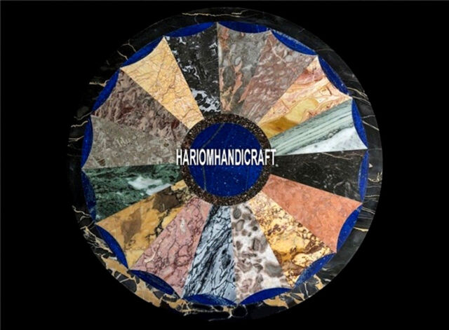 Round Table Marble Top Multi Mosaic Stone Inlaid Hallway Real Garden Decor H3936