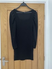 H&M Bodycon Dress Eur S UK 8 10 Sparkly Lightweight Stretchy Ruched Sleeves