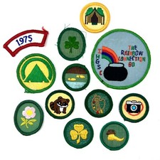 Vintage Girl Scout Patches Lot of 12 Rainbow Luck Badges Juniors 1970s