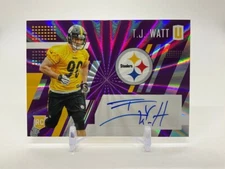 T.J. Watt 2017 Panini Unparalleled Purple Rookie Card Auto 91/99 #255 +