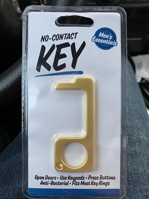 Anti Virus No Contact Door Opener Button Pusher Gold Clean Key Keychain (2 Pcs)
