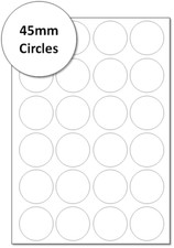 A4 Labels Blank Round Circular Labels Various Sizes & Materials for A4 Printing