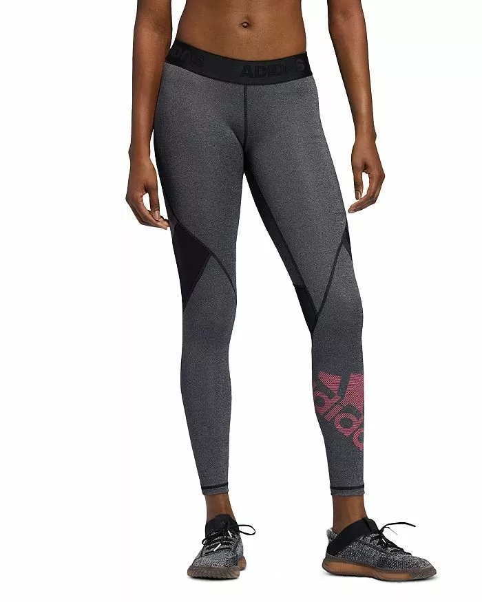 Adidas FH8022 Alphaskin Compression Leggings Black Grey XS