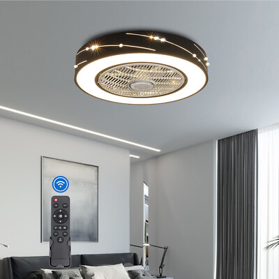 Invisible LED Ceiling Fan Light Chandelier Dimmable Remote Ceiling Lamp Fixture