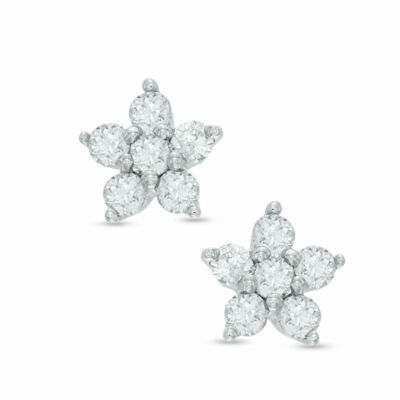 Women's 18k White Gold Plated Flower Stud Earrings Made With Swarovski Elements 