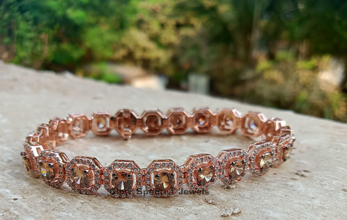 15CT Round Cut Brown Diamond Women's Tennis Bracelet 14K Rose Gold Plated Silver - Picture 10 of 19