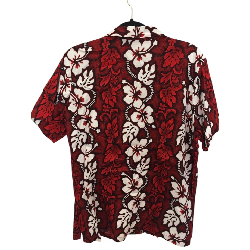 Camisa KY's Hawaiana Aloha Tropical Abotonada Para Mujer XL Roja Floral Manga Corta Foto 2 de 4