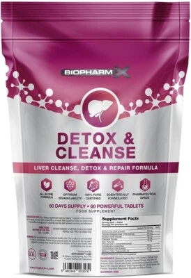 BIOPHARMX Liver Detox Cleanse Repair 60 Tablets 100% Herbal Natural Vegan