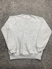 Vtg Jerzees Sweatshirt Boy XL Grey Blank Fleece Russell Crewneck Pullover USA