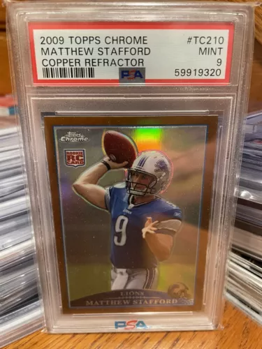 2009 Topps Chrome Matthew Stafford Copper Refractor /649 PSA 9 RC Rookie