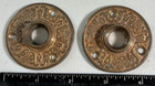 New ListingPair - Vintage Antique Old Eastlake Brass Round Door Knob Escutcheon Back Plates