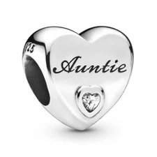 Authentic Pandora Auntie Love Heart S925 Charm Bead 798261CZ
