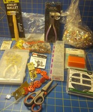 Lot of beads and craft supplies, tools...