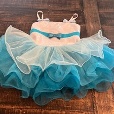 Child Size Medium Revolution Dancewear Dance Costume Leotard White Aqua Marine