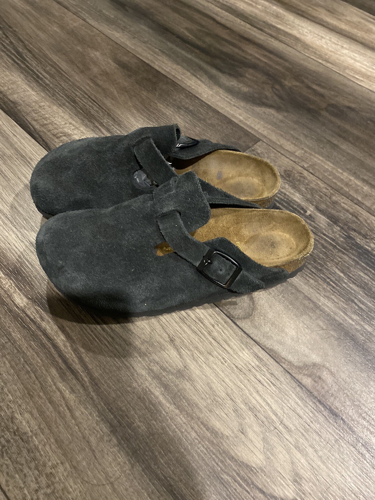 Birkenstock Boston Clogs Size EU 35 US 4 Black Suede Slip On Mules | eBay