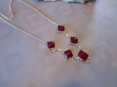 BEAUTIFUL NEW CHERRY RUBY SEMI PRECIOUS GEMSTONE NECKLACE 20'' HANDCRAFTED