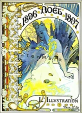 Noel 1896 French Art Nouveau Illustration Vintage Poster Print Retro Style Mucha