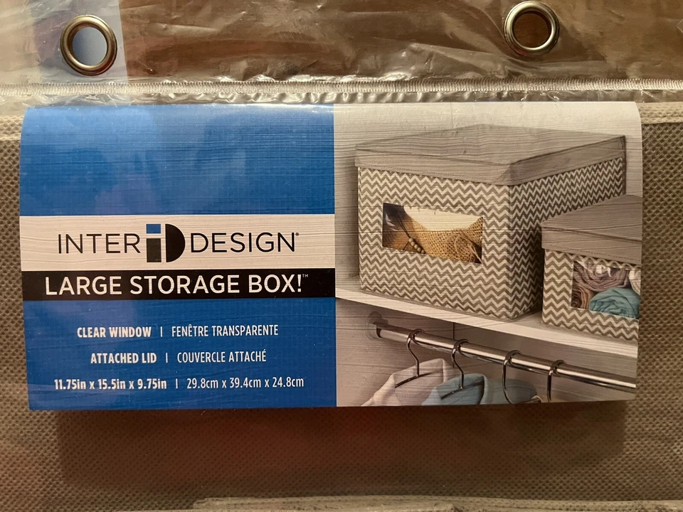 I-Design Large Collapsible 11.75 X 15.5 X 9.75 Gray Chevron Flip Lid NWT - Image 2 of 4