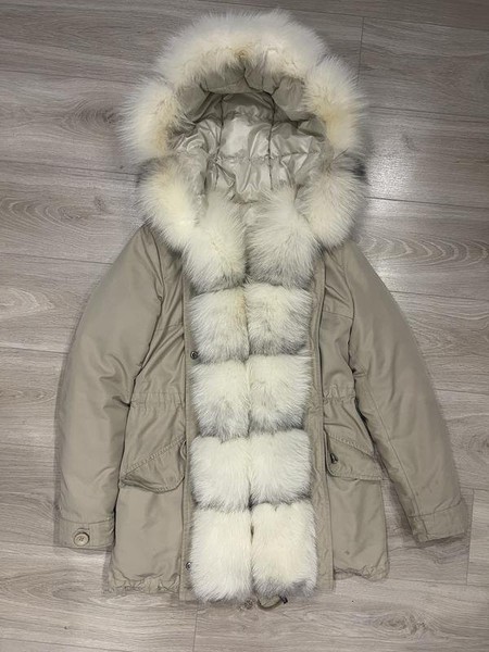 Women Parka Beige Fur S