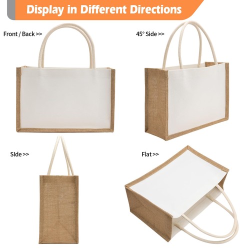 20 Pack Burlap Tote Bags Jute Tote Bags Reusable Water Resistant Beach Bag Bl... - Picture 6 of 7