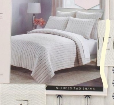 Rachel Zoe Quilt Ivory Full/Queen 100% Cotton Reversible Quilt  88 x92 