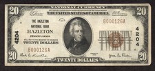 1929 $20 The Hazleton National Bank Hazleton, Pennsylvania Ch# 4202 - VF