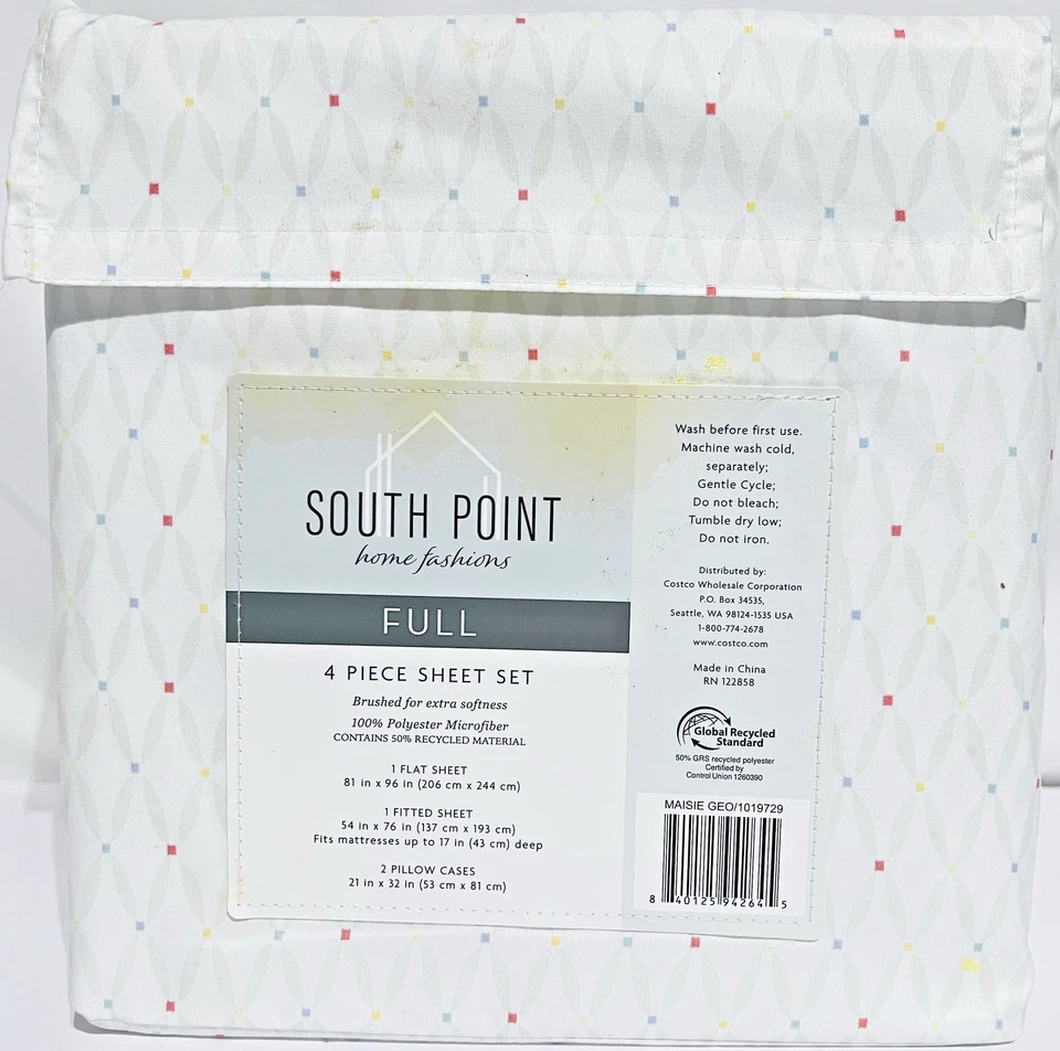 Juego de sábanas de 4 piezas tamaño completo South Point Home Fashions Foto 2 de 2