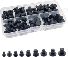 100 Pcs Silicone Rubber Hole Plugs Set - 9 Sizes T-Type Black Silicone Plugs Cap