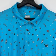 Callaway Opti Dri Blue Polo Shirt Mens XXL 2XL All Over Golf Performance Stretch
