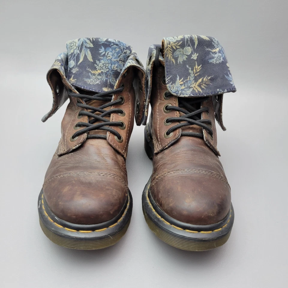 Dr. Doc MARTENS Aimilita Aimilie 9-Eye Fold Over Boots Floral Womens US 7 - Image 4 of 4