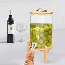 2 Gallons Glass Drink Beverage Dispenser with Spigot, Lemonade Dispenser Jar
