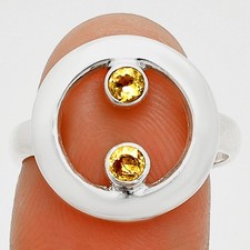 Natural Citrine 925 Sterling Silver Ring s.8 Jewelry R-1540